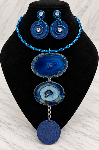 Azure Artistry Statement Necklace Set