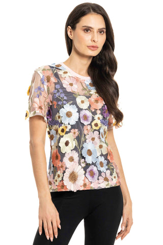 Floral Embroidered Short-Sleeve Top
