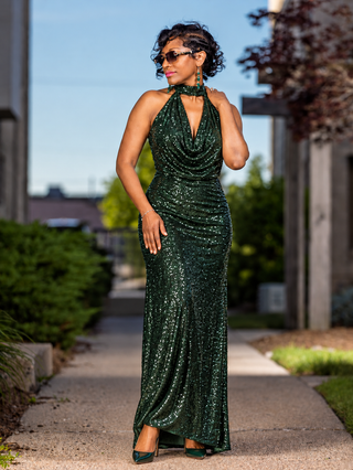 Drenched in Emerald Gown