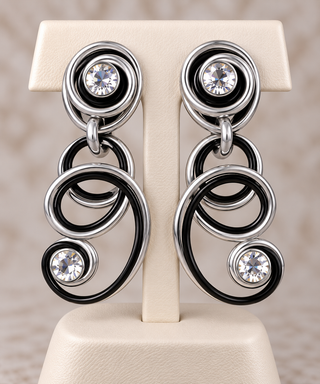 Silver Meets Midnight "2" Statement Earrings