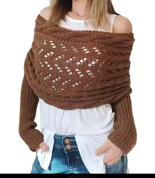 Wrap Sleeve Scarf Sweater