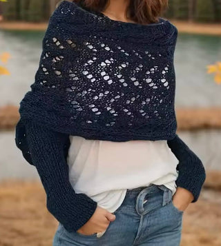 Wrap Sleeve Scarf Sweater