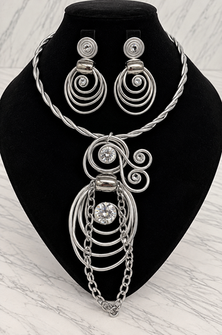Silver Symphony Statement Necklace Set