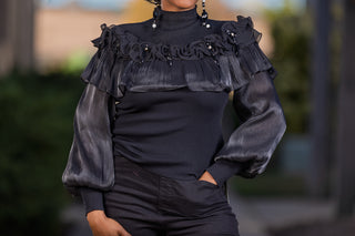 Ebony Petal Drama Top