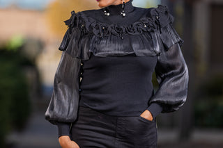 Ebony Petal Drama Top