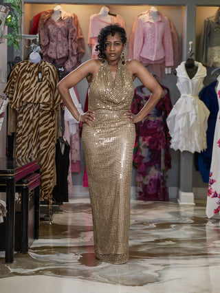 slim fit dress slacks Gold Venus Wetlook Dress – Di Petsa