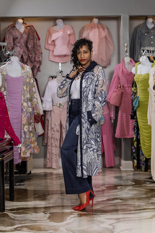 Samuel Dong Burnout Denim Coat/Dress