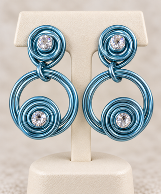 Blue Infinity "2" Statement Earrings