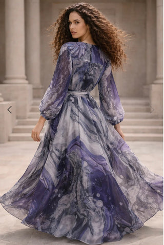 Violet Marble Illusion Dress