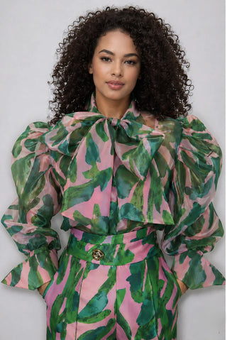 Blush Jungle Tie Blouse