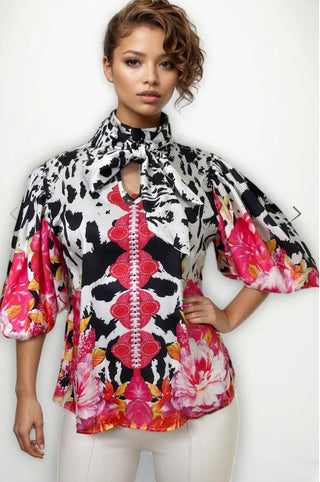 Wild Bloom Tie Blouse 🌺