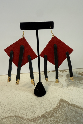 Triangle Fringe Leather Earring