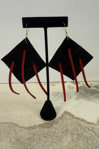 Triangle Fringe Leather Earring