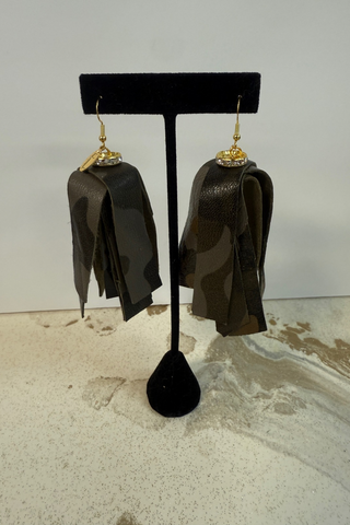 Crystal Fringe Tassel Leather Earring