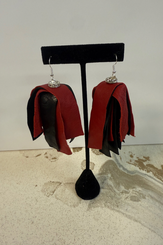 Crystal Fringe Tassel Leather Earring