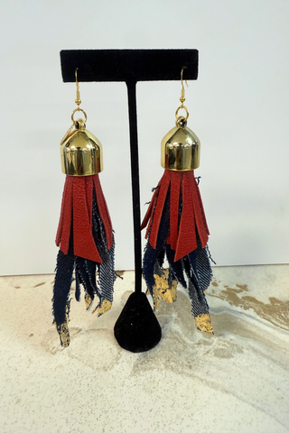 Cap Tassel Leather Earring