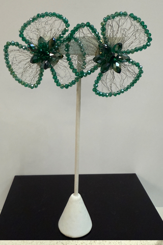 Mesh Glitter Flower Earring