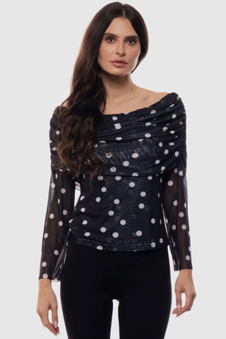 ✨ Dotty Drape Illusion Neckline