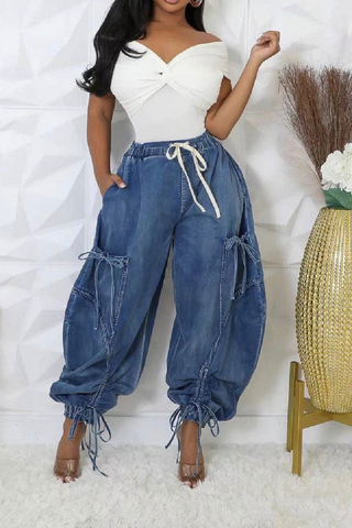 🤍 Laid-Back Drawstring Denim
