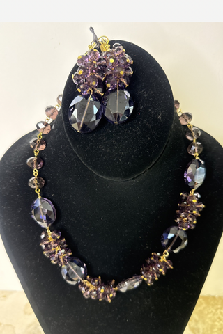Custom Crystal Cluster Necklace Set
