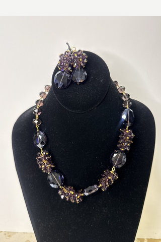 Custom Crystal Cluster Necklace Set