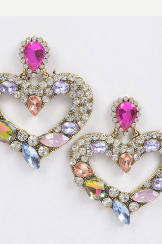 Single Heart Bejeweled Earrings