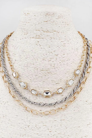 Crystal Link Layered Necklace