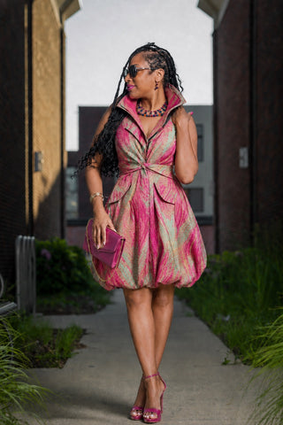 Samuel Dong Brocade Bubble Dress