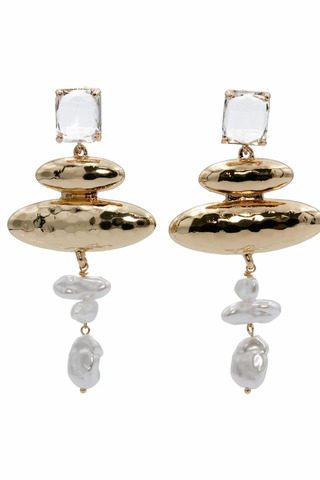 ✨ Golden Orbit Pearl Earrings