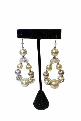 Crystal Pearl Halo Earrings