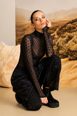 Sheerly Dotted Top 🖤
