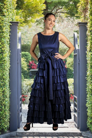 Samuel Dong Luxe Cascade Ruffle Dress