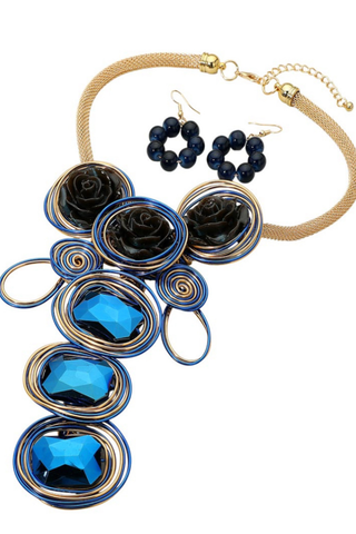 Blue Dynasty Rose Drip Necklace