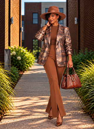 Bronzed Ambition Vegan Leather Blazer