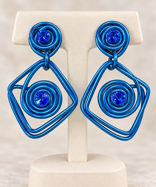 Hypnotic Blue "2" Statement Earrings