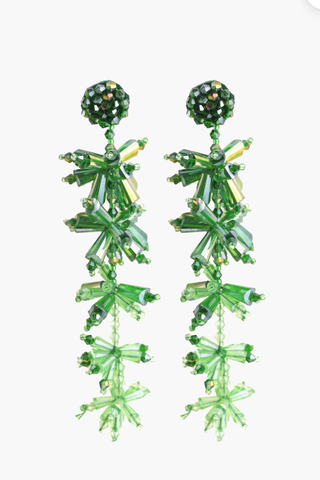 Crystal Vine Pom Earrings ✨🌿💚