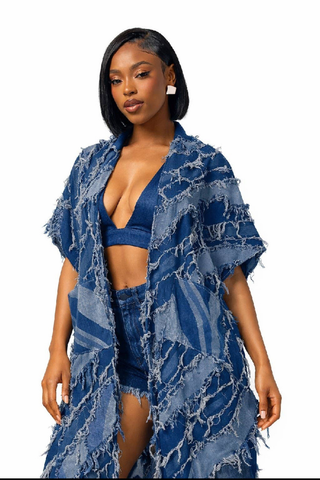 Frayed Indigo Flow Kimono 💙✨