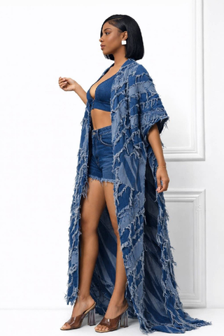 Frayed Indigo Flow Kimono 💙✨