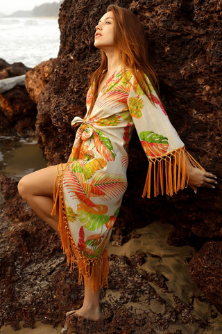 Tropic Drift Fringe Kaftan Set 🌺✨