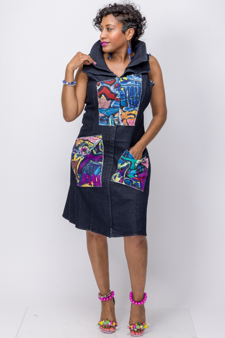 Samuel Dong's Denim Patchwork Dress