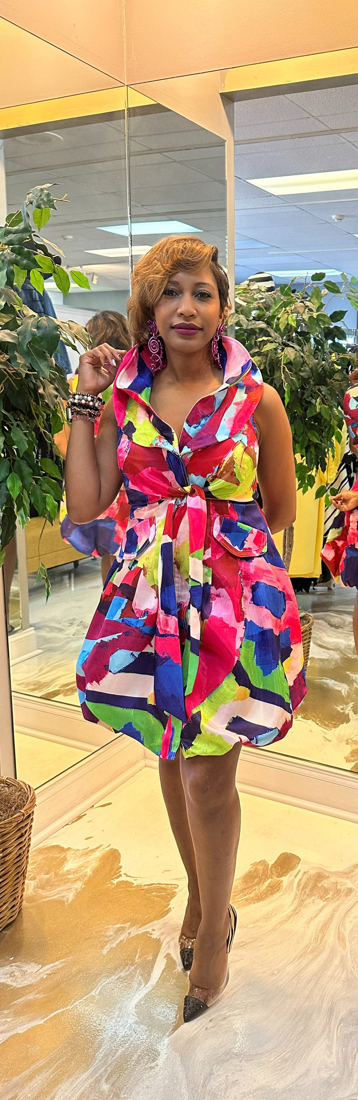 Samuel Dong's Print Double Collared Bubble Dress (17 Color Options)