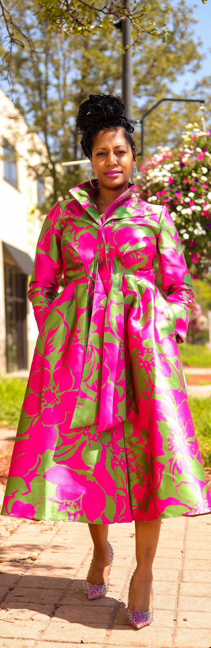 Samuel Dong's Floral Double Collared Dress