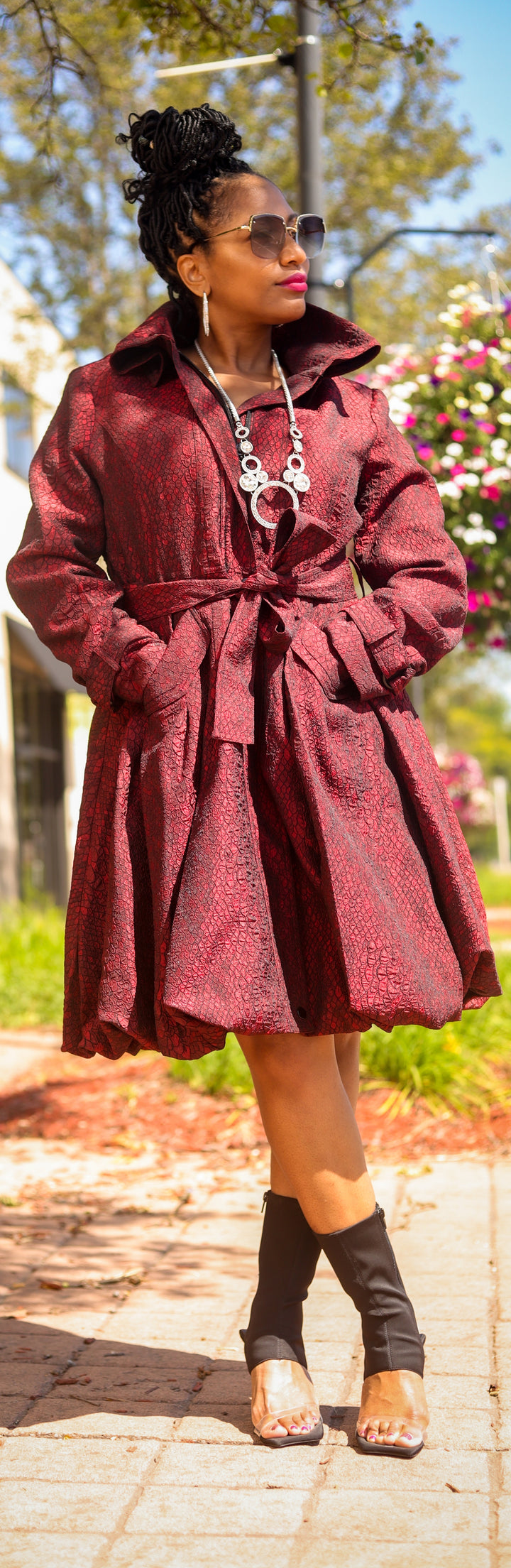 Samuel Dong's Woven Bubble Coat Dress (6 Color Options)