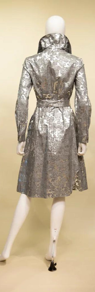 Samuel Dong's Coated Denim Coat Dress Silver / M