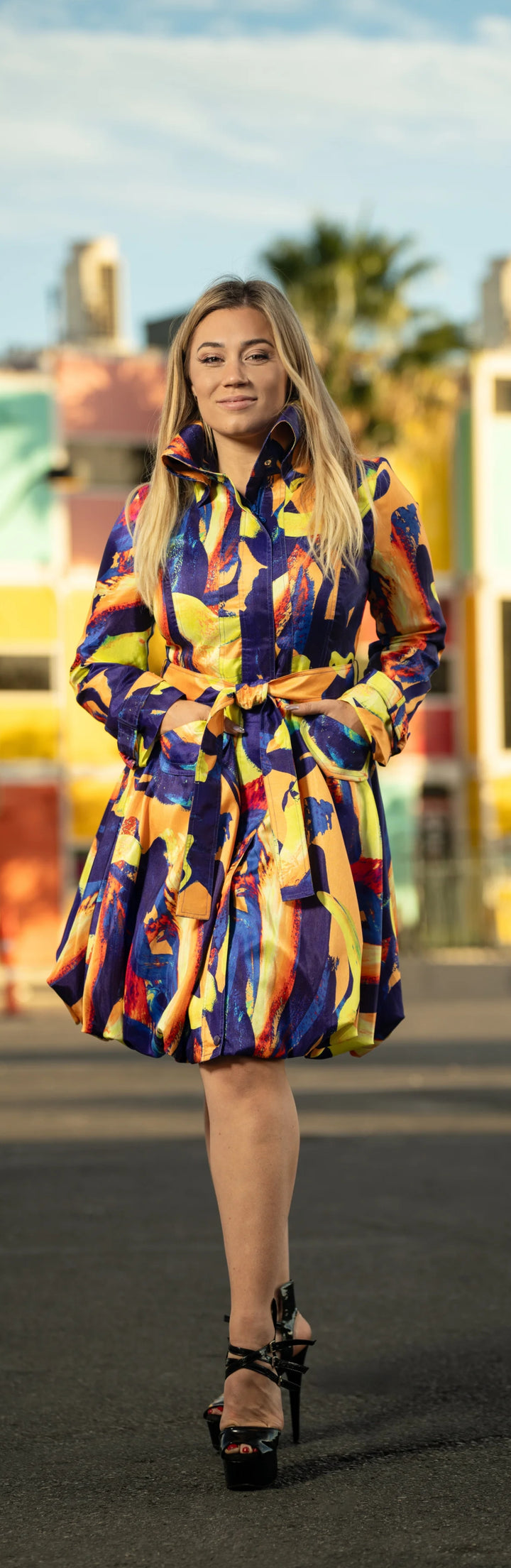 Samuel Dong's Printed Bubble Coat Dress - (19 Options)