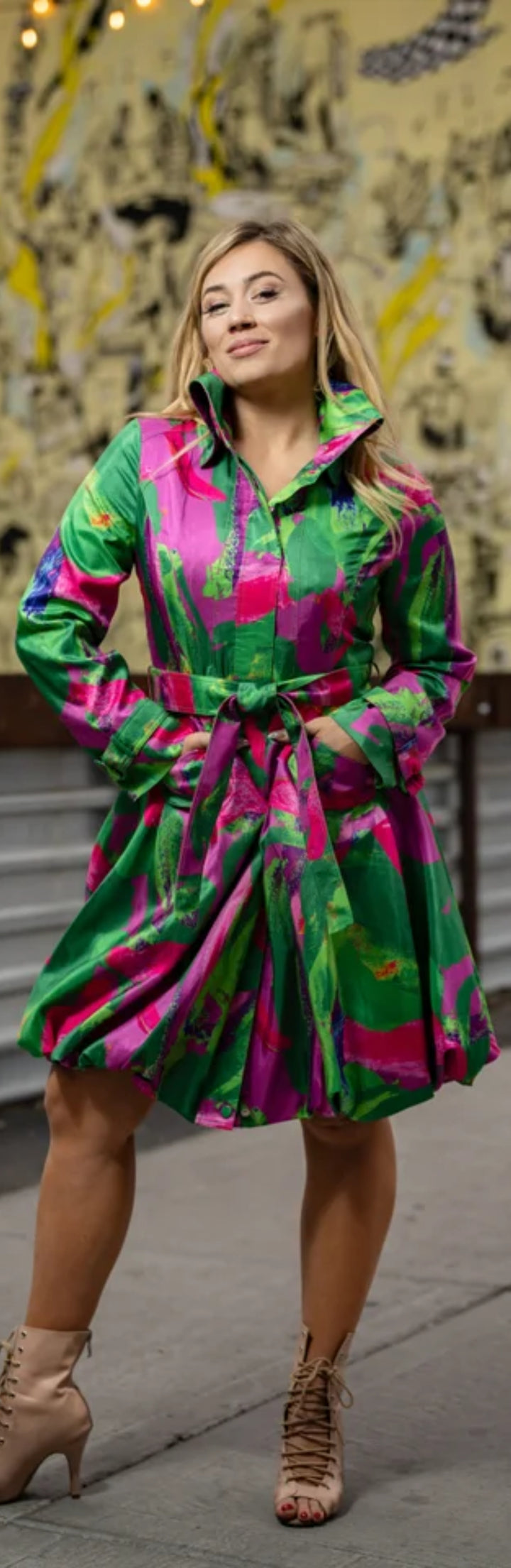 Samuel Dong's Printed Bubble Coat Dress - (19 Options)