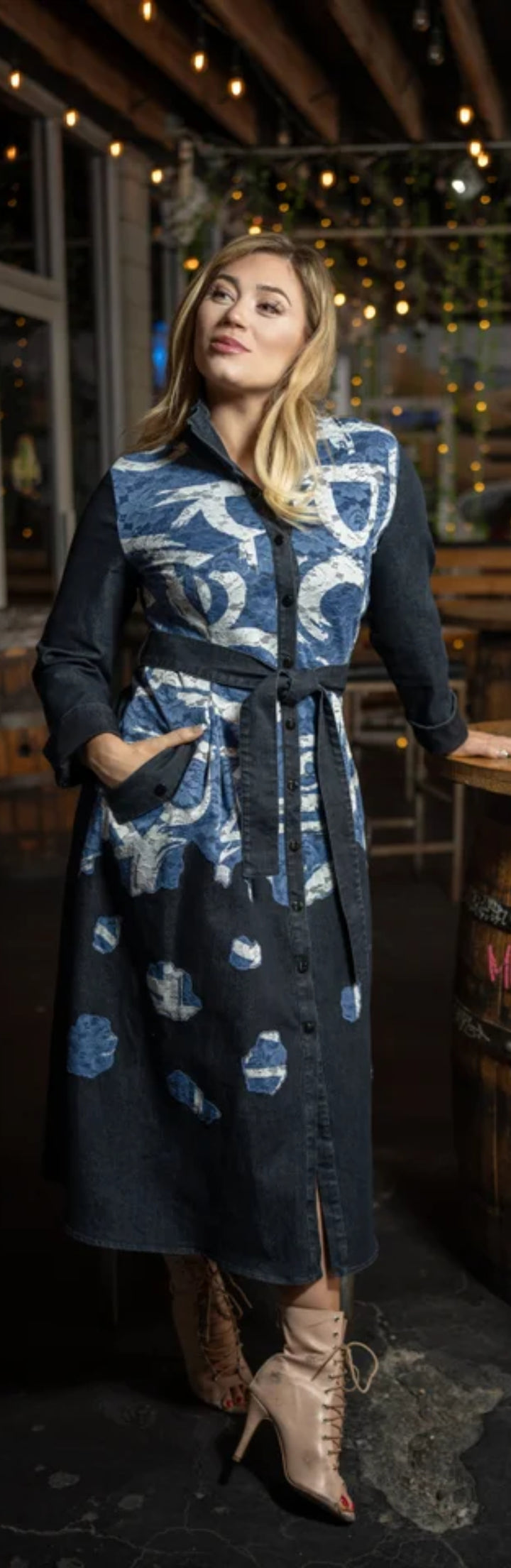 Samuel Dong's Demin Laser Embroidery Dress