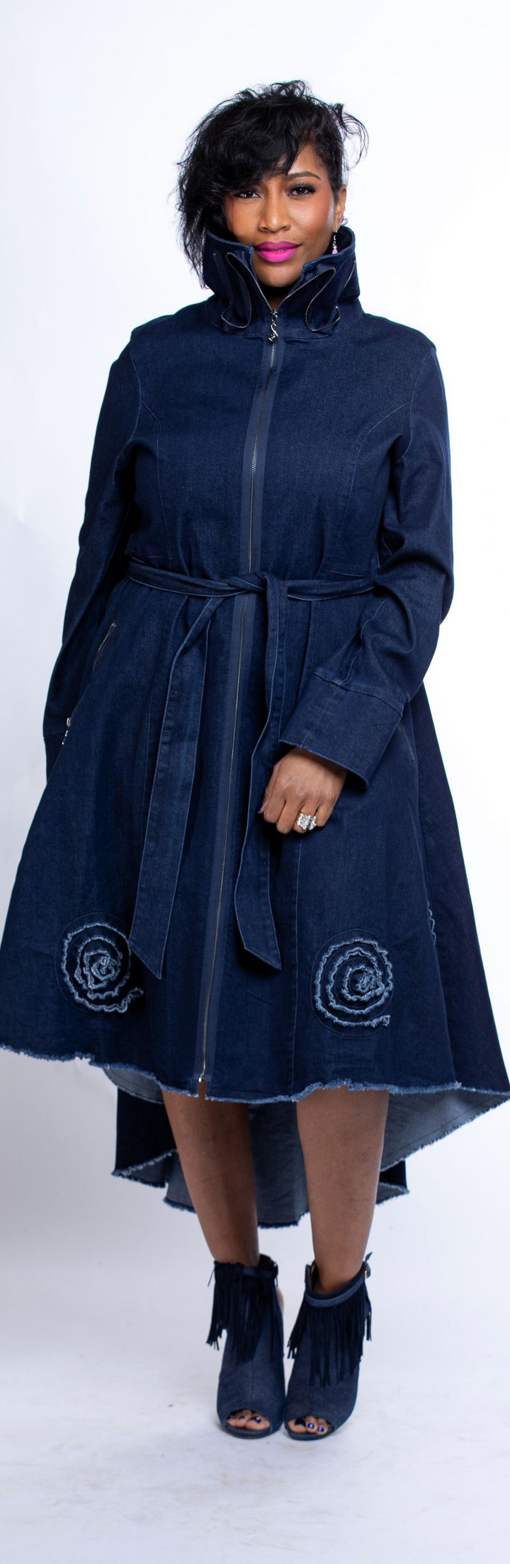 Samuel Dong's High-low Denim Coat Dress