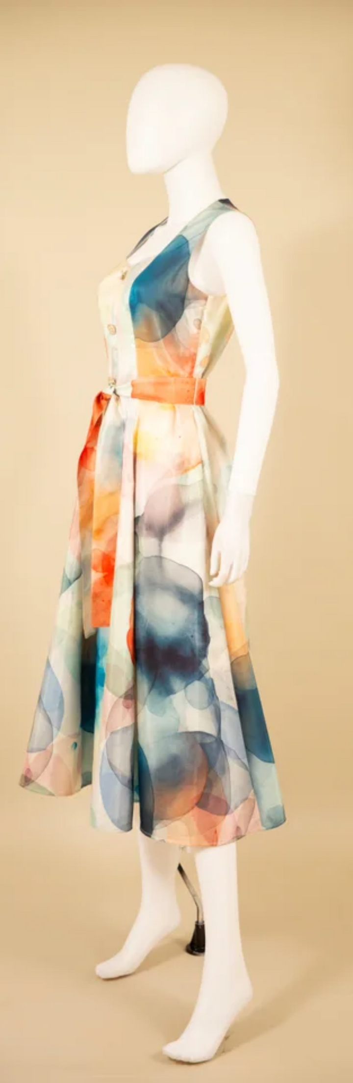 Samuel Dong's Printed Sleeveless Button Up Dress