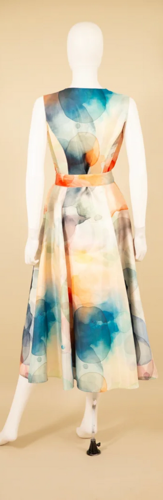 Samuel Dong's Printed Sleeveless Button Up Dress